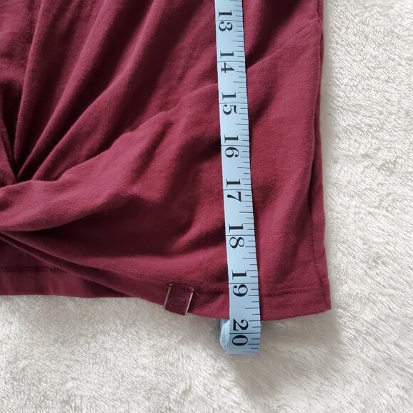 Fabletics 100% Cotton Front-Twist Tee Merlot Red Color XS/4 - Picture 8 of 8